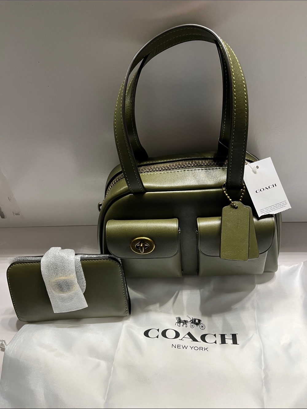 NWT Coach Twin Turnlock Bag 20 and Wallet Set
